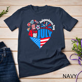 4th Of July Heart American Flag Patriotic women girls boys T-Shirt