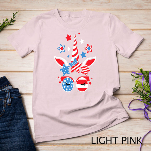 4th Of July Unicorn American USA Flag Patriotic Girls Kids T-Shirt