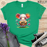 Adorable Sheep Celebrating New Year 2025 Festive and Cute Men Women Youth T-shirt