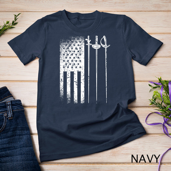 American Fencing Gear Patriotic USA Flag Fencer 4th of July T-Shirt