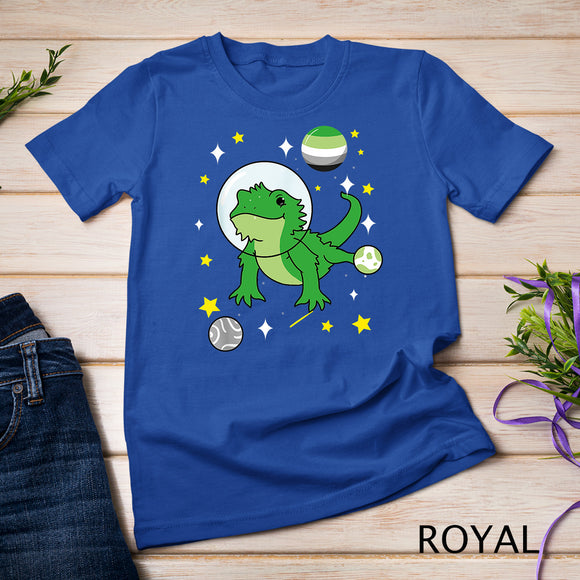 Aromantic Bearded Dragon In Space Aromantic Pride T-Shirt