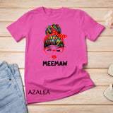 Autism Meemaw Messy Bun Sunglasses Bandana Mother Day T-Shirt