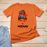 Autism Meemaw Messy Bun Sunglasses Bandana Mother Day T-Shirt