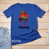Autism Meemaw Messy Bun Sunglasses Bandana Mother Day T-Shirt