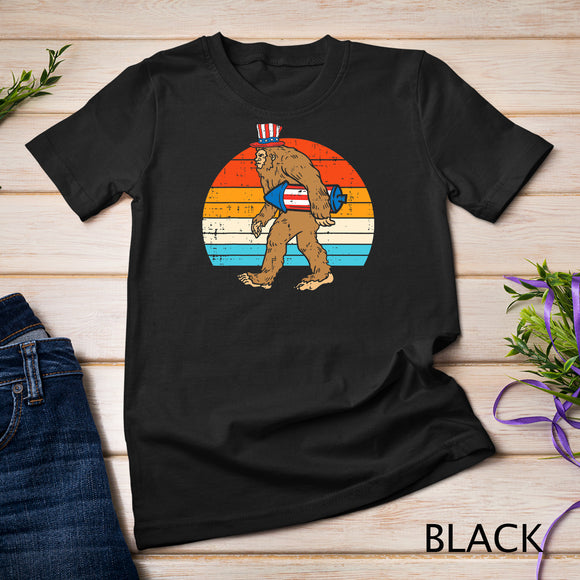 Bigfoot Sasquatch Firecracker American USA Funny 4th Of July T-Shirt