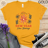 Blooming Into A New Year 2025 Floral Design Funny Men Women Youth T-shirt