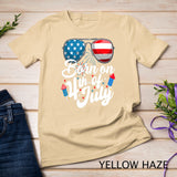 Born On 4th Of July Birthday Sunglasses Fireworks Patriotic T-Shirt