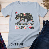 California Bear State Flag Floral Rose T-Shirt