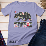 California Bear State Flag Floral Rose T-Shirt