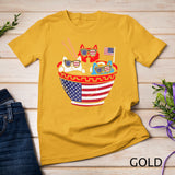 Cats Ramen Anime American Flag USA Funny 4th Of July Fourth Tank Top T-Shirt