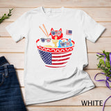 Cats Ramen Anime American Flag USA Funny 4th Of July Fourth Tank Top T-Shirt