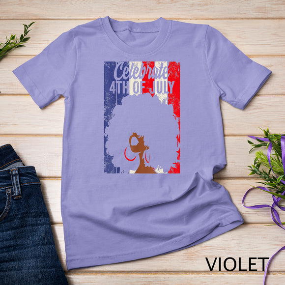 Celebrate 4th Of July Retro African American Flag Black Girl T-Shirt