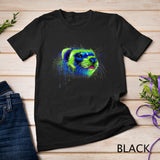 Colorful Ferret Face Graphics Hand Drawn Splash Art Ferret Pet Lover T-Shirt