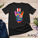 Cute Cat 4th Of July Costume Colorful Art Rainbow Pride T-Shirt