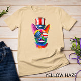 Cute Cat 4th Of July Costume Colorful Art Rainbow Pride T-Shirt