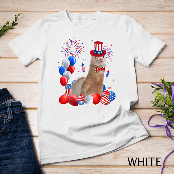 Cute Ferret 4th Of July Balloons American Flag Lover T-Shirt