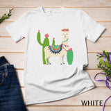Cute Llama With Flower & Cactus - Llama Lover Gift & T-Shirt