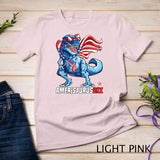 Dinosaur 4th of July Kids Boys Men Amerisaurus T Rex Funny T-Shirt