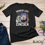 Drinking Like Lincoln 4th of July Men Abraham Merica Flag Tank Top T-Shirt