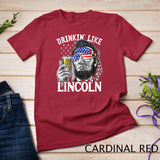 Drinking Like Lincoln 4th of July Men Abraham Merica Flag Tank Top T-Shirt