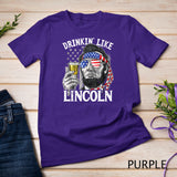 Drinking Like Lincoln 4th of July Men Abraham Merica Flag Tank Top T-Shirt