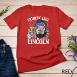 Drinking Like Lincoln 4th of July Men Abraham Merica Flag Tank Top T-Shirt