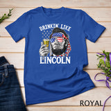 Drinking Like Lincoln 4th of July Men Abraham Merica Flag Tank Top T-Shirt