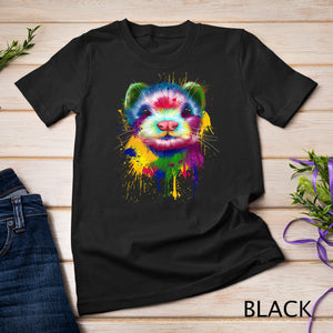 Ferret Artwork Face Hand Painting Splash Art Pet Polecat T-Shirt