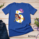 Funny 5th Birthday Gift 5 Years Old Horse Cowgirl Girls Kids T-Shirt