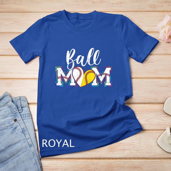 Funny Ball Mom Softball Baseball Outfit For Women Mother Day T-Shirt