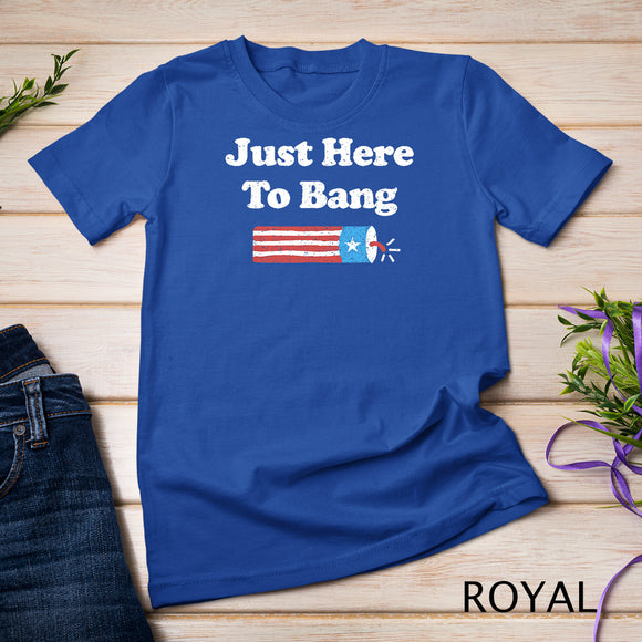 Funny Fourth of July 4th of July I_m Just Here To Bang T-Shirt