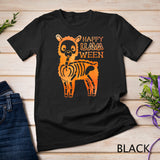 Funny Halloween LLama Costume Tee Happy Llamaween Skeleton T-Shirt