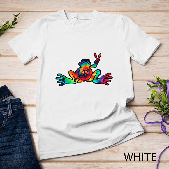 Funny Hippie Hawaiian Peace Frog Tie Dye Boys Women T-Shirt