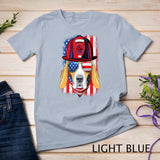 Funny Patriotic Beagle Dog Firefighter USA Flag 4th Of July Premium T-Shirt