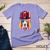 Funny Patriotic Beagle Dog Firefighter USA Flag 4th Of July Premium T-Shirt