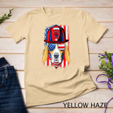 Funny Patriotic Beagle Dog Firefighter USA Flag 4th Of July Premium T-Shirt