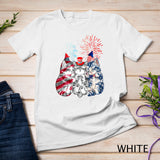 Funny Three Cat 4th Of July American Flag Patriotic Cat T-Shirt