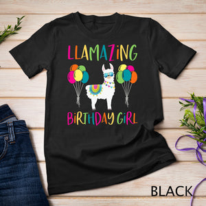 Girl Llama Birthday LLamazing Party Alpaca Balloons Gift T-Shirt