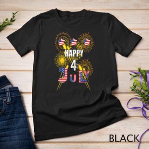 HAPPY 4TH OF JULY FLAG, FIREWORKS BALLOONS MEN WOMEN KIDS T-Shirt