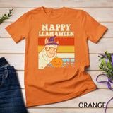 Happy Llamaween Llama Witch Retro Halloween Alpaca Animal T-Shirt
