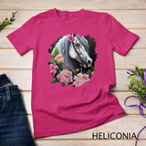 Horse Flowers Cute Art Painting Flower Horseback Riding T-Shirt