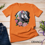 Horse Flowers Cute Art Painting Flower Horseback Riding T-Shirt