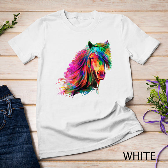 Horse Rainbow Watercolor Artistic Horse Design T-Shirt