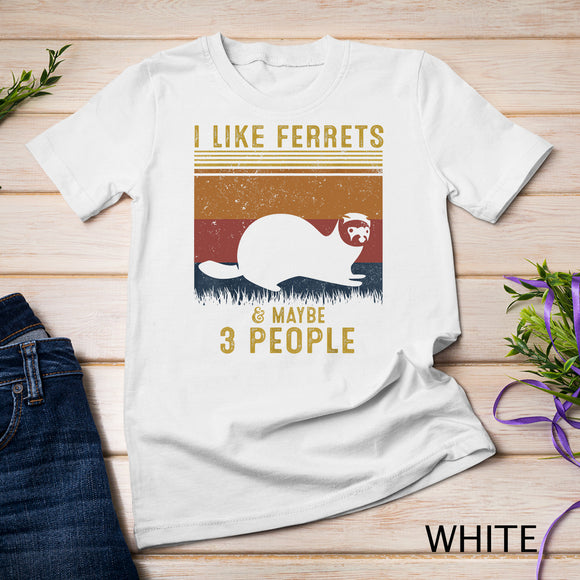 I Like Ferrets & Maybe 3 People Vintage Ferret Retro T-Shirt