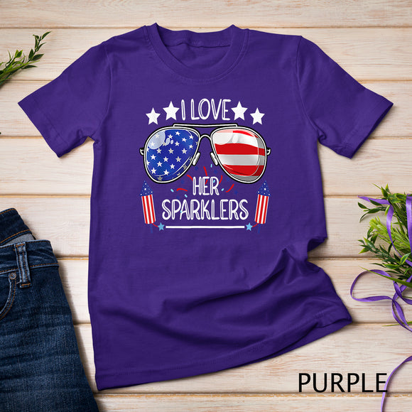 I Love Her Sparklers Matching Couple 4th Of July sunglasses T-Shirt