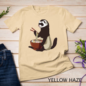 Japanese Noodles Kawaii Ramen Bowl Funny Ferret T-Shirt