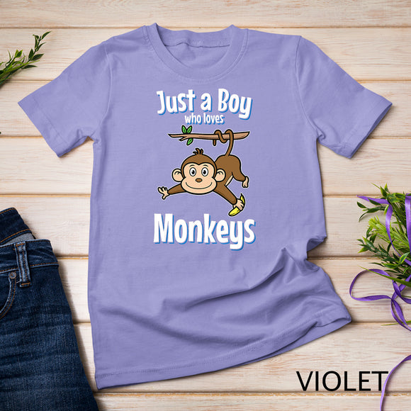 Just A Boy Who Loves Monkey Gorilla Zoo Animal Zookeeper T-Shirt