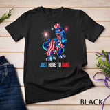 Just Here To Bang Dinosaur T Rex 4th Of July Fireworks Boys T-shirt