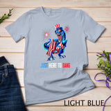 Just Here To Bang Dinosaur T Rex 4th Of July Fireworks Boys T-shirt