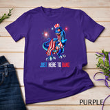 Just Here To Bang Dinosaur T Rex 4th Of July Fireworks Boys T-shirt